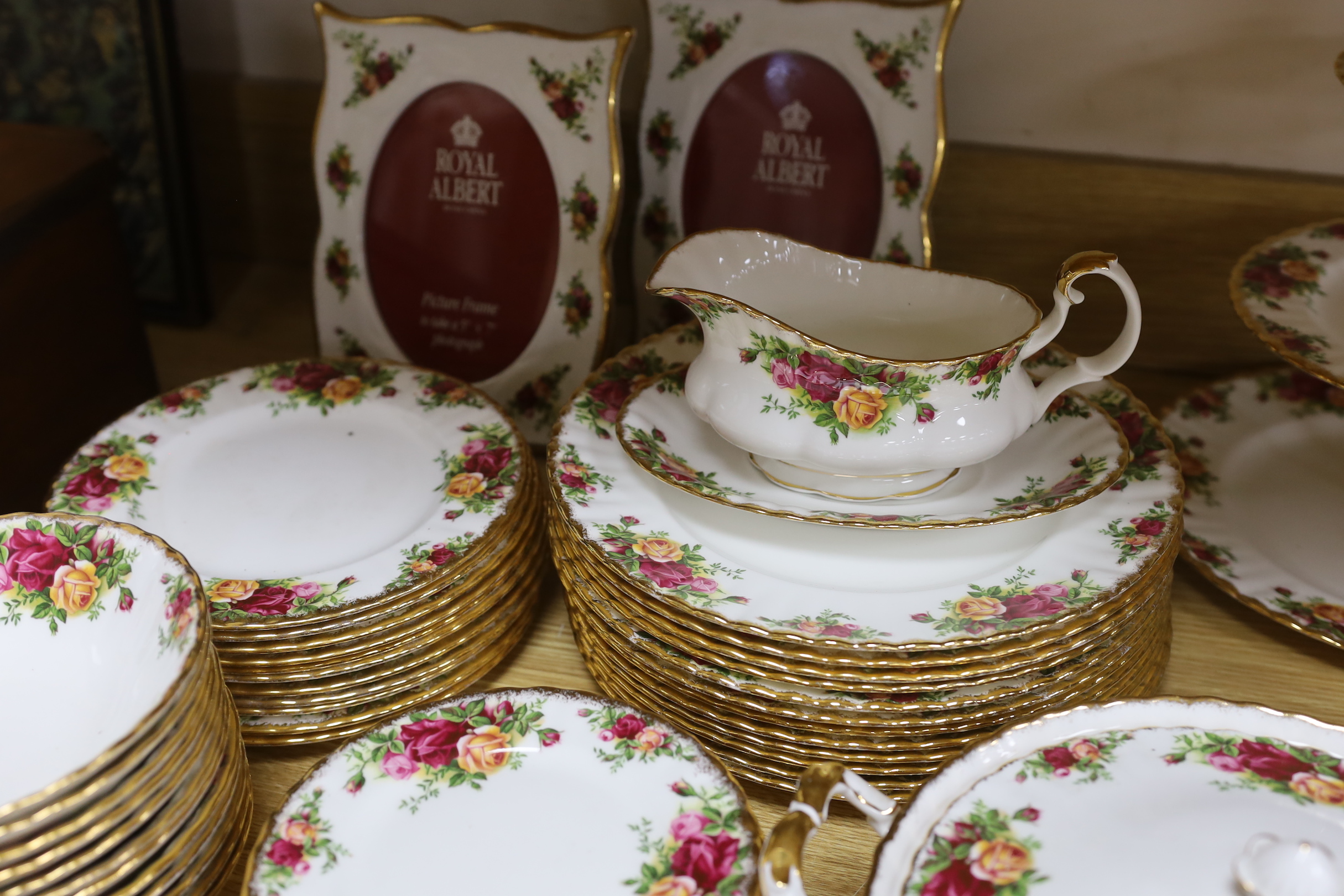 A Royal Albert Old Country Roses dinner and tea service, settings for twelve